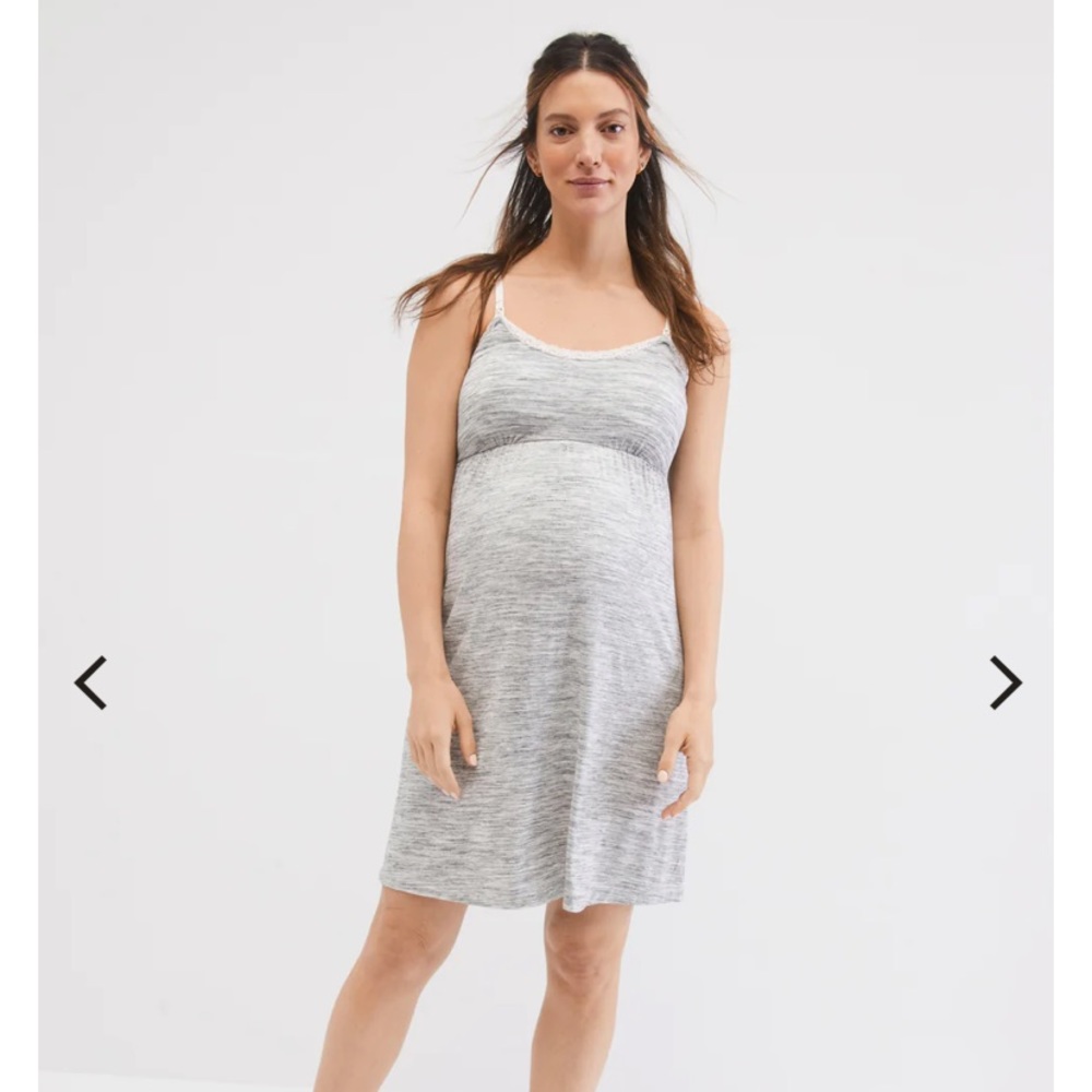 Motherhood Maternity Lace Trim Nursing Nightgown